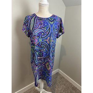 Jude Connally Ella Dress Large Womens Blue Paisley